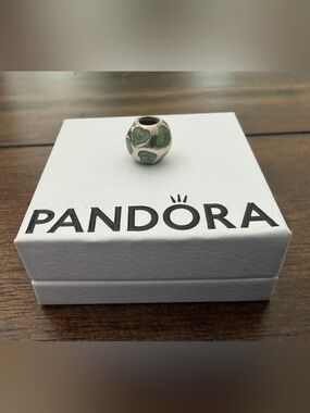 Pandora Authentic Green Heart Charm Imprint S925 ALE Collectors Jewelry
